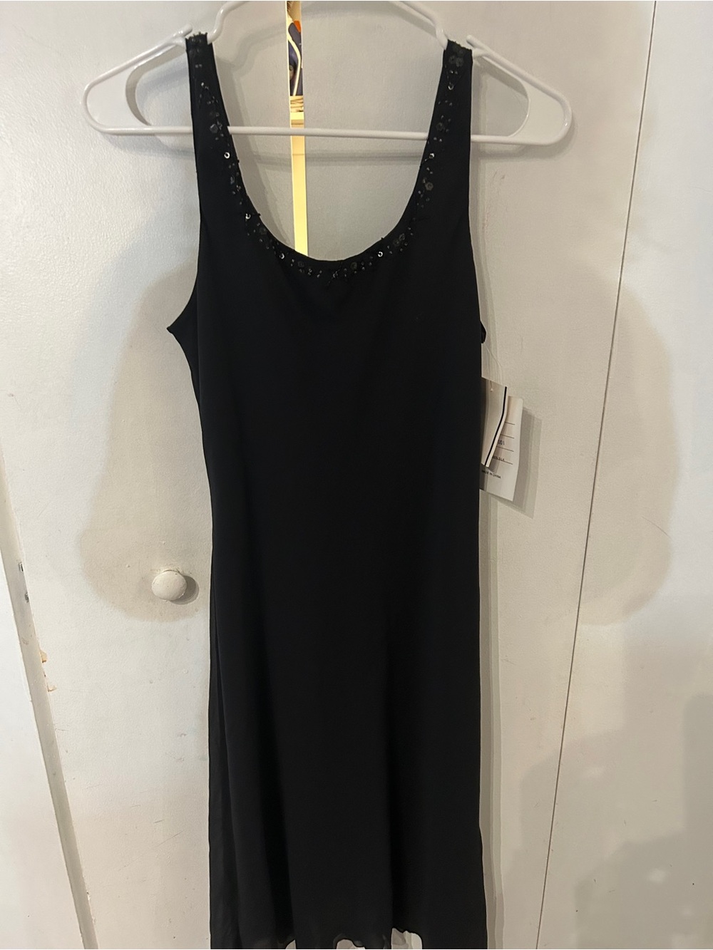 Spenser Jeremy Black Beaded Midi Dress 100 % Silk